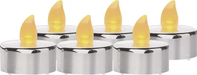LED dekorace – čajová svíčka stříbrná, CR2032, vnitřní, vintage, 6 ks