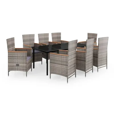 Immagine prodotto di vidaXL set da pranzo da giardino 9 pezzi con cuscini grigio