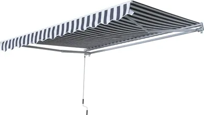 Zdjęcie produktu dla Markiza Outsunny ze składanym ramieniem i korbą aluminiową 3,5 x 2,5 m szara+biała