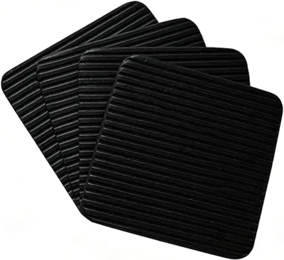 Produktbild von 4 waschbare Antirutschmatten für Teppiche, rutschfeste Teppichstopper und Teppichgreifer für Hartböden, Fliesen und Laminat, wiederverwendbare Teppichunterlagen in Schwarz
