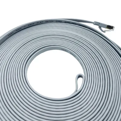 Zdjęcie produktu dla Kabel krosowy CAT7 sieciowy LAN DSL szary Kabel sieciowy Ethernet płaski 5m