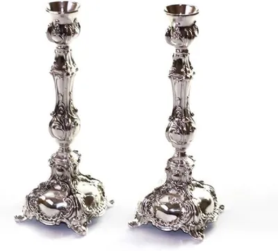 Imagen del producto de Soporte para velas, níquel, para el Shabat, judaica, Israel, judío, 16,5 cm