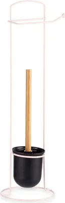 Image de BERILO | Support de papier toilette - Support de papier toilette - 16 x 17 x 57 cm - rose - Support de papier toilette - avec brosse pour toilettes