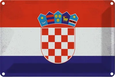 Produktbild von vianmo Blechschild 12x18 cm Kroatien Croatia Vintage Flagge Fahne Wappen