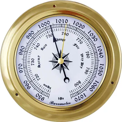 Produktbild von Barometer aus Messing, 14,5x10x4,2cm – Stilvolle nautische Retro-Dekoration
