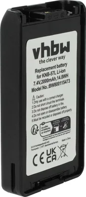 Produktbild von vhbw Akku kompatibel mit Kenwood TK-3173K, TK-3360M, TK-3360E, TK-3170E6, TK-3360, TK-3178, TK-3173 Funkgerät, Walkie Talkie (2000 mAh, 7,4 V, Li-Ion)