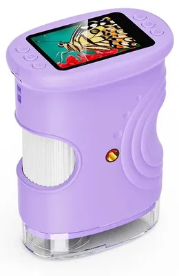 Produktbild von Digitales Taschenmikroskop für Kinder, 200–1000-fache Vergrößerung, 2-Zoll-IPS-Display, LED-Beleuchtung, USB-C, STEM-Lernspielzeug