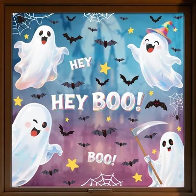 Halloween Fensteraufkleber weiße Geister 4 Bögen