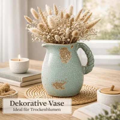 Produktbild von Deko Vase Krug Blumenvase Trockenblumen Dekovase Tischvase Used Look Terracotta