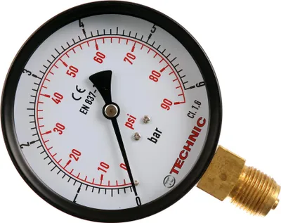 Zdjęcie produktu dla Manometr YT100-1/2"" 0-6 bar 100 mm z gwintem dolnym