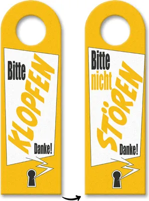 Produktbild von Bitte nicht stören oder klopfen Türhänger mit Schlüsselloch Motiv in gelb