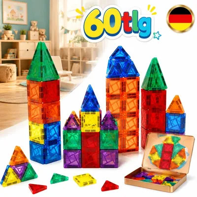 Immagine prodotto di Blocchi magnetici, 60 pezzi, giocattolo educativo 3D per sviluppare il pensiero spaziale, set per bambini