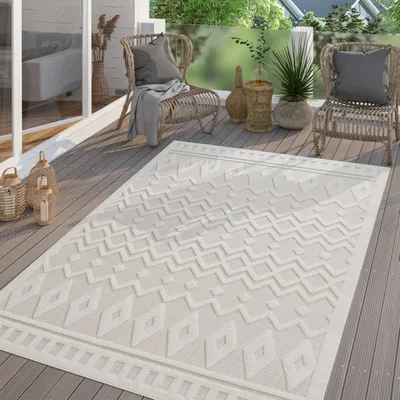Produktbild von TT Home In-& Outdoor Teppich Wetterfest Balkon Küche Wohnzimmer Boho Skandi Design Größe 80x150 cm