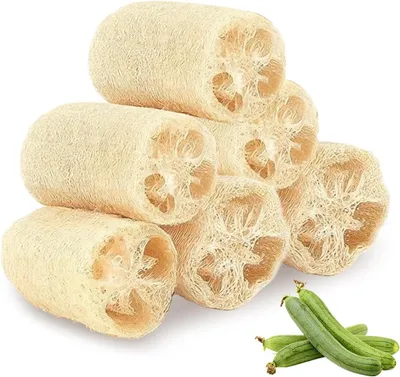 Imagen del producto de Esponjas de lufa, paquete de 6 unidades, 100% naturales, de 6x6x10 cm, para la cocina y el baño