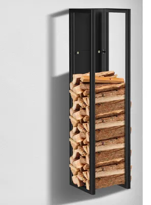 Immagine prodotto di ISOISL: Porta legna da ardere da montare a parete o a pavimento, dimensioni 25 x 25 x 100 cm, metallo nero, include una borsa portante in tessuto Oxford 420D