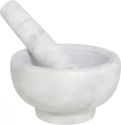 Immagine prodotto di Mortaio e pestello GERIMPORT 12 cm, marmo bianco