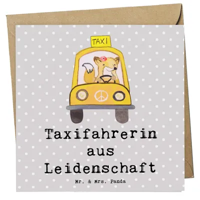 Produktbild von Mr. & Mrs. Panda Grußkarte Taxifahrerin Leidenschaft - Grau Pastell - Geschenk, anlasskarte, doppelkarte, Klappkarte, faltkarte, Glückwunschkarte