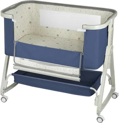 Produktbild von Beistellbett mit Moskitonetz, 4-in-1-Babybett mit 6 Höhenstufen, verstellbarer Neigung und 4 Rollen