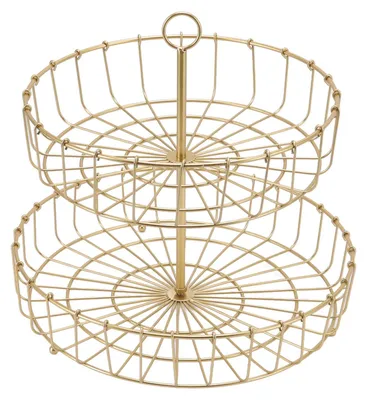 Imagen del producto de Cesta para frutas - Plato de aperitivos redondo de 2 niveles, antideslizante, para la cocina