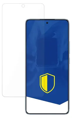 A screen protector is shown next to a smartphone.