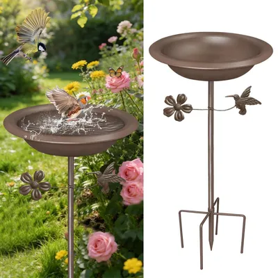 Produktbild von Vogeltränke Stehend Garten Metall 86x27cm Winterfest Futter Wasserschale