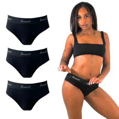 Produktbild von Slip Unterhosen Damenslip Sportslip Frauen Unterwäsche (3er Set, Schwarz, L)