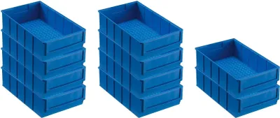 Produktbild von SparSet 10x Blaue Industriebox 300 B | HxBxT 8,1x18,3x30cm | 3,4 Liter | Sichtlagerkasten, Sortimentskasten, Sortimentsbox, Kleinteilebox