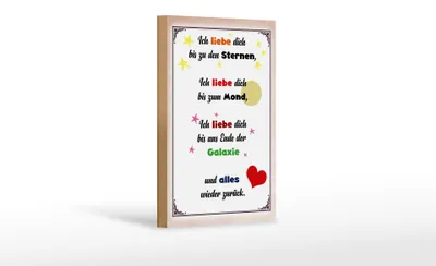 Produktbild von Holzschild Spruch 12x18cm ich liebe dich bis zu den Sternen