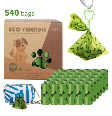 Obrázek produktu pro Sáčky na psí exkrementy, biologicky rozložitelný materiál, konstrukce zabraňující úniku, 36 rolí po 540 kusech