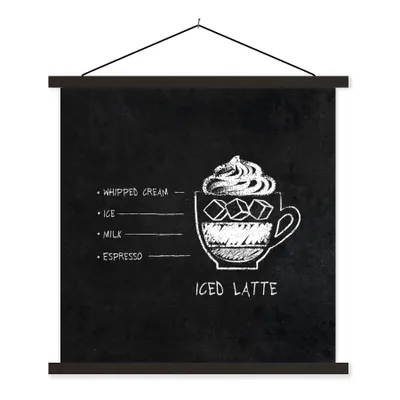 Produktbild von MuchoWow® Textilposter Vintage - Eiskaffee - Zitate - Kaffee 120x120 cm mit schwarzem Rahmen - Aufhängungsset