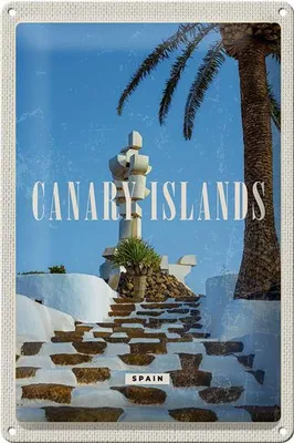 Produktbild von Blechschild Reise 20x30cm Canary Islands Spain Urlaub Palmen