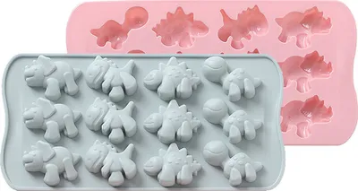 Obrázek produktu pro Dinosauří forma na mýdlo, 2 balení Jello 3D silikonová podložka, mini čokoládový dort, fondán, cukroví, sušenky, pečení, hlína, zmrzlina, DIY, tvrdá pryskyřice, gumová kostka, sada zásobníků