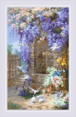 Kreuzstich-Set Frühling nach E. Bidou 29,8 x 50,2 cm
