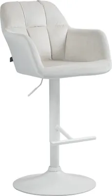Produktbild von CLP Barhocker Natoma Samt I 360° Drehbar, Metallgestell Mit Fußstütze creme Material Gestell Metall matt weiss