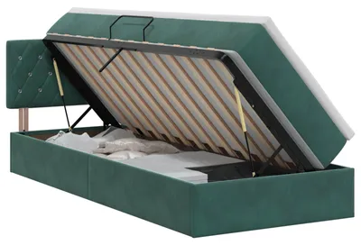 Produktbild von vidaXL Aufbewahrungsbett mit Kopfteil Dunkelgrün 90 x 200 cm Samt