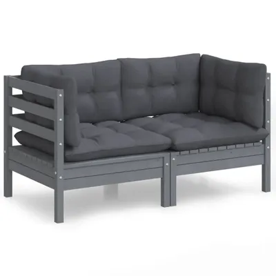 Produktbild von vidaXL 2-Sitzer-Gartensofa mit Anthrazit Kissen Massivholz Kiefer