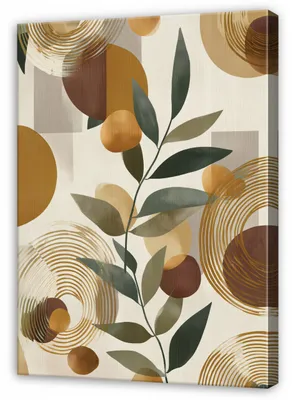Produktbild von Leinwandbild Blätter Abstrakt Boho - 40x60 cm - Wandbilder Wohnzimmer Schlafzimmer - Leinwand Leinwandbild Braun - SPP16479O4
