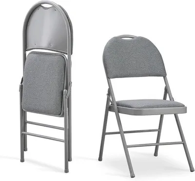 Produktbild von Famanu Klappstuhl Set 2 Stück - Ergonomische Rückenlehne, grau