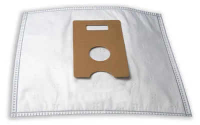 A single vacuum cleaner bag laying flat on a white background.