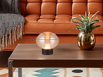 Obrázok produktu pre Dobíjacia stolová lampa EARL sklo jantárové