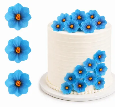 Produktbild von Blüten Aus Weihnachtsoblaaten – Hortensie, 3,7 Cm, Blau, 3 Stück, Kuchendekoration