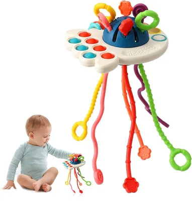 Produktbild von Montessori Trekkord Spielzeug – Sensorisches Babyspielzeug für Feinmotorik ab 18 Monate