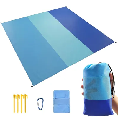 Produktbild von Strandmatte Sandfrei Wasserdicht - Kompakt faltbar - 140 x 200 cm bis 200 x 210 cm - Mit Tragetasche