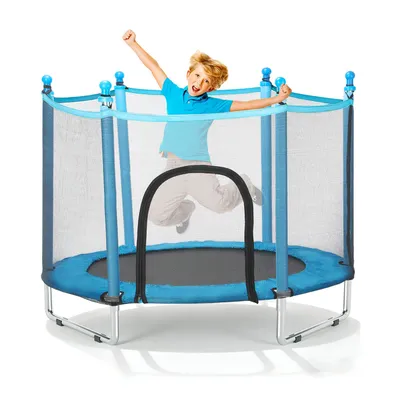 Produktbild von KEHOT Trampolin 140 cm mit Sicherheitsnetz, Indoor, Blau, bis 100 kg