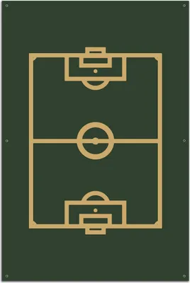 Produktbild von Wallario Outdoor-Poster für Garten oder Balkon, Motiv Fußball - Fußballfeld gezeichnet in grün und gelb, in ca. 61 x 91,50 cm