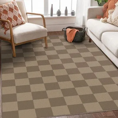 Obrázek produktu pro Koberec Unyqoos® 200 x 300 cm – měkký, s krátkým vlasem, vyrobený z polyesterové mikrovlákno, s moderním vzorem diamantů, protiskluzová TPR spodní strana, ideální do obývacího pokoje a ložnice