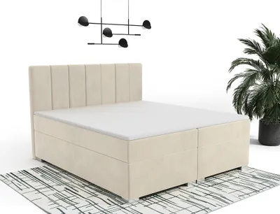 Produktbild von FurMeb24 - Boxspringbett , Ehebett  160x200cm ANDI  Hotelbett , Polsterbett , Doppelbett , inklusive TopperFarbe : Velutto 02