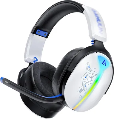 Produktbild von Gaming Headset Wireless,mit Mikrofon für ps5 ps4, PC, Switch, Bluetooth 5.3, 7.1 Surround Sound, Extrem niedrige Latenz(<25ms), 40 Stunden,RGB Lichter
