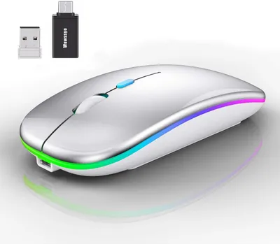 Produktbild von Maus Kabellos, 2,4 GHz-USB funkmaus, Bluetooth Maus, 1600 DPI Optical Tracking, Wiederaufladbare LED-Dual-Modus für Laptop, PC, iOS, Android
