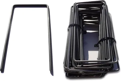 Zdjęcie produktu dla (100 sztuk) Kotwa gruntowa wykonana ze stali nieocynkowanej - długość 150 mm, szerokość 70 mm, Ø 3 mm - Kotwa gruntowa do mocowania agrowłókniny